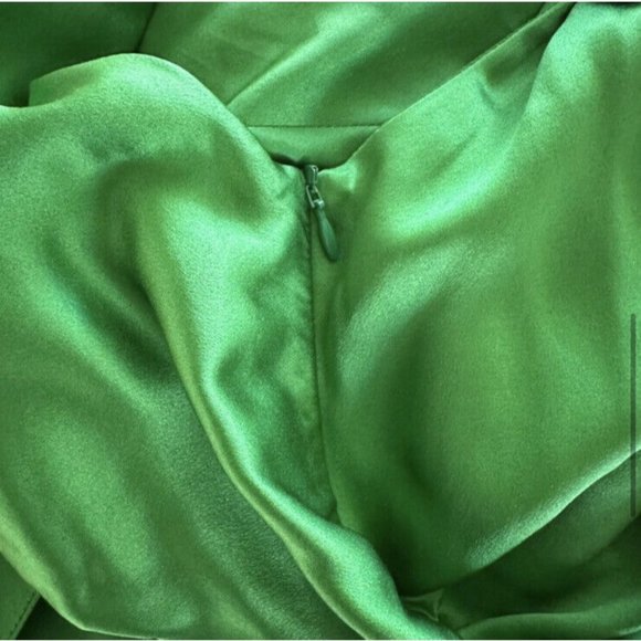 The Sei X REVOLVE Asymmetrical Draped Dress Kelly Green Silk - Picture 8 of 8